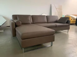 Brühl Ecksofas|Ecksofa Alba System M Leder Pearl 85 Schlammgrau
