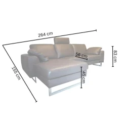 W. Schillig Ecksofas|Ecksofa Alexx Leder Longlife Xtra 95 Graphit Grau Metallfuß F7T Chrom Mit Kissen Und Kopfstütze