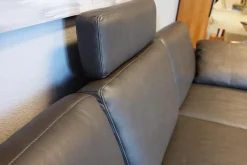 W. Schillig Ecksofas|Ecksofa Alexx Leder Longlife Xtra 95 Graphit Grau Metallfuß F7T Chrom Mit Kissen Und Kopfstütze