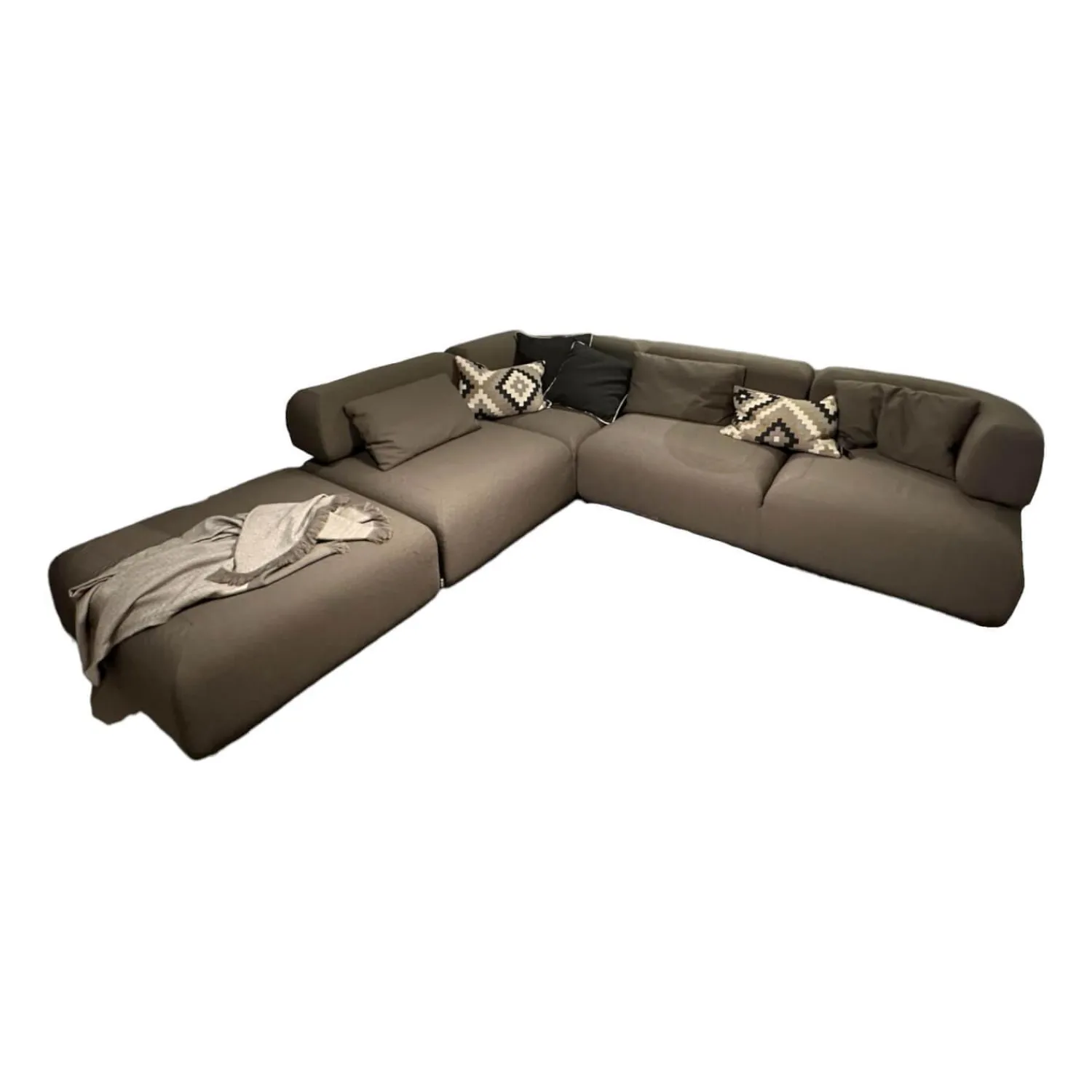 Brühl Ecksofas|Ecksofa All Together 73620 Stoff 3677 95 Grau Inklusive Kissen Und Hocker