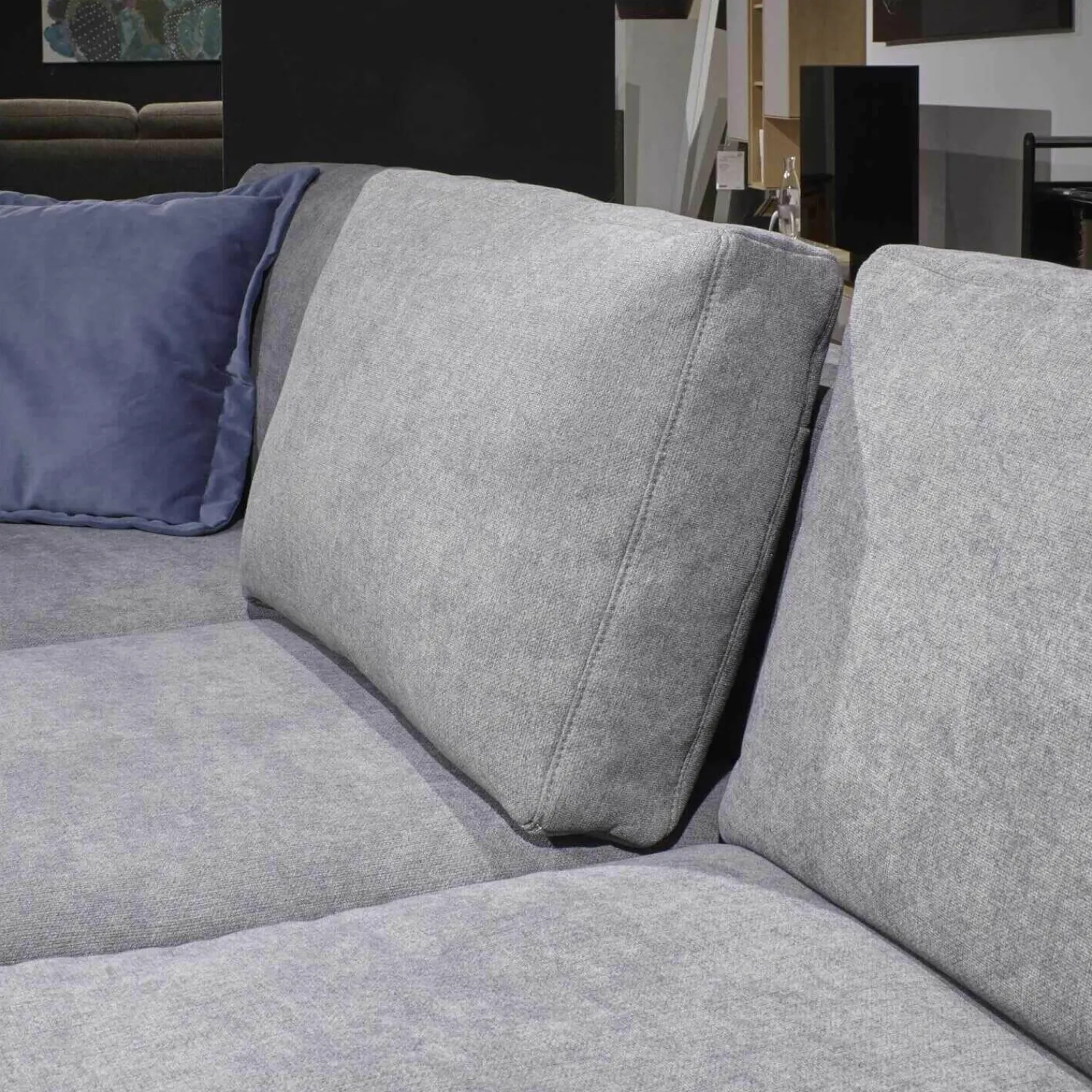 Activineo Ecksofas|Ecksofa Amalfi Stoff XLM 8 Hellgrau mit 5 Kissen