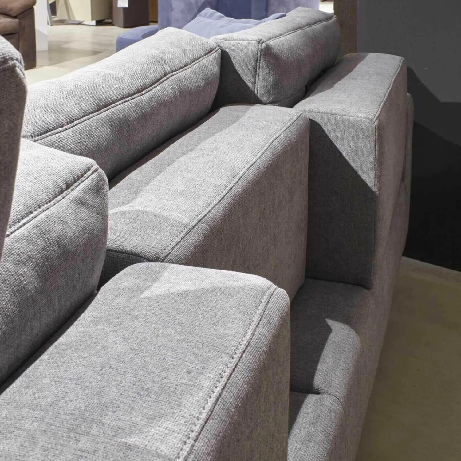 Activineo Ecksofas|Ecksofa Amalfi Stoff XLM 8 Hellgrau mit 5 Kissen