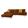 Brühl Ecksofas|Ecksofa Amber Stoff 44 0050 Orange Füße Verchromt mit 5 Kissen