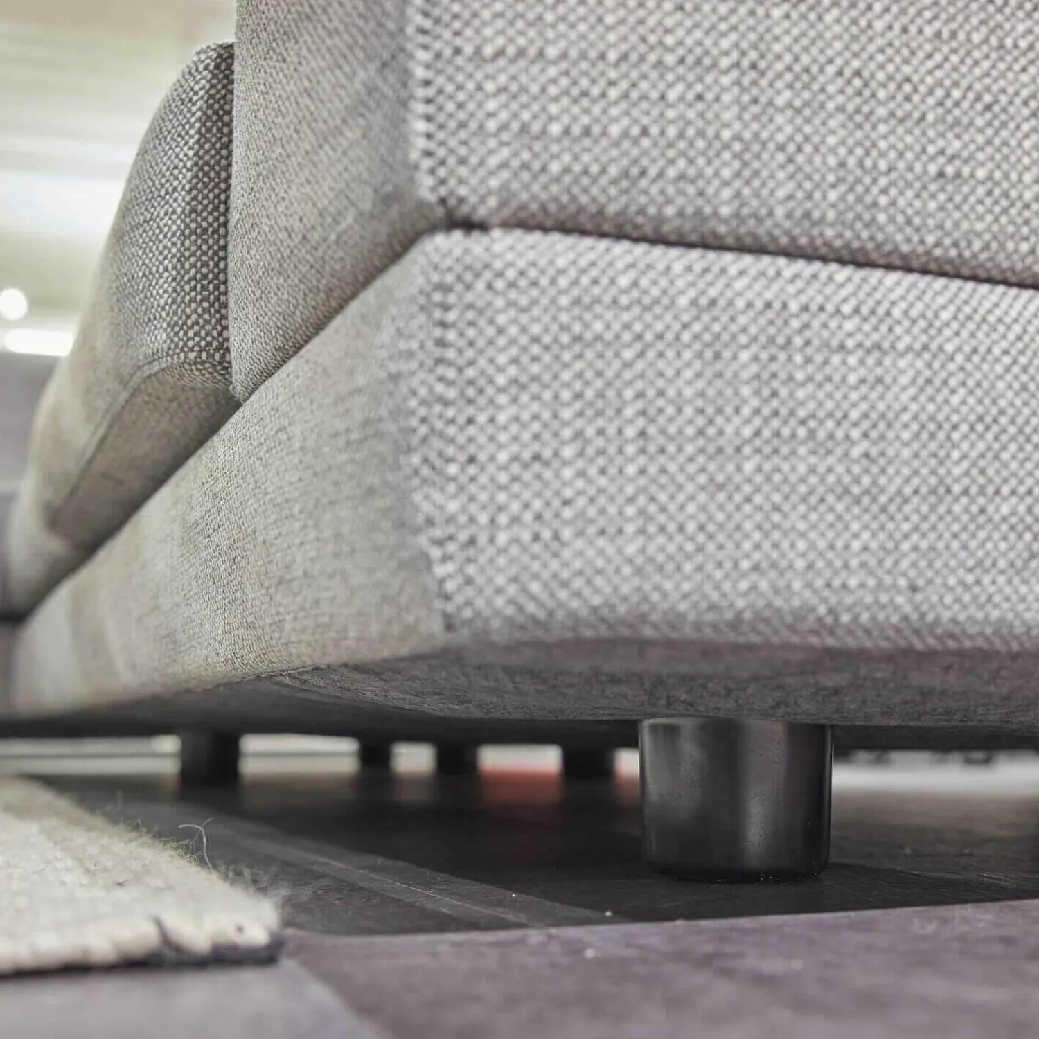 Violetta Ecksofas|Ecksofa Andria Stoff Kairo 90 Grau Eiche Dunkel Geräuchert Mit Holzablage