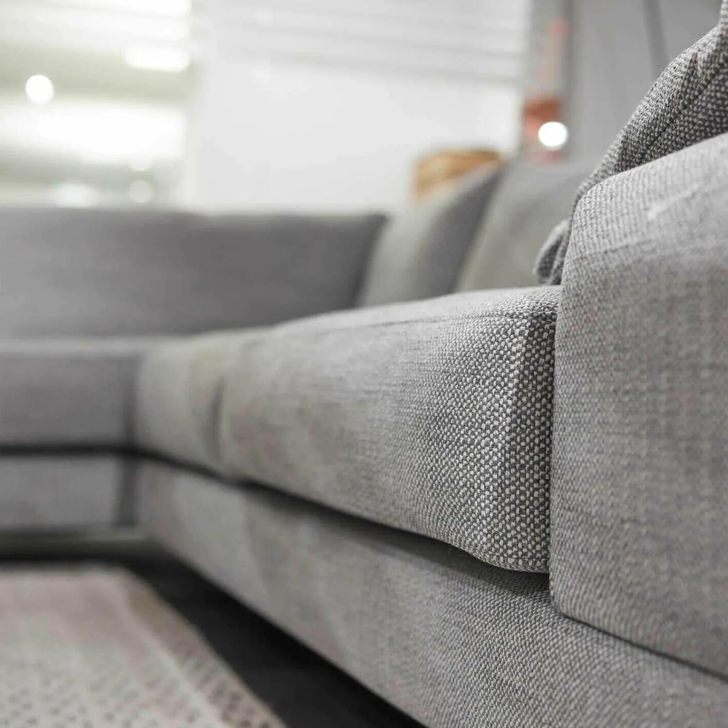 Violetta Ecksofas|Ecksofa Andria Stoff Kairo 90 Grau Eiche Dunkel Geräuchert Mit Holzablage