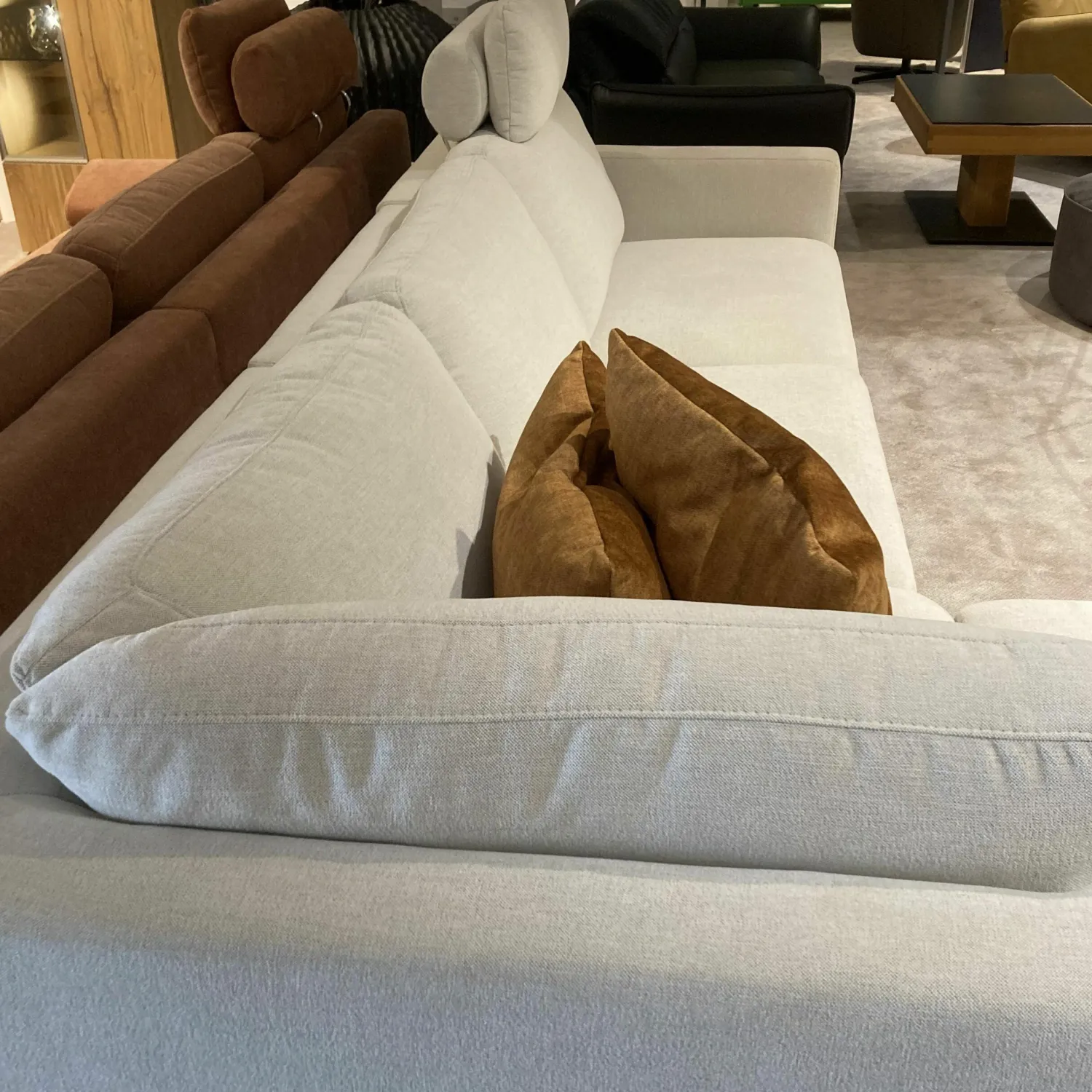 Comfort Republic Ecksofas|Ecksofa Anna A Stoff Carmen Naturel Beige Kufengestell Metall Chromfarbig Mit Motorischer Relaxfunktion