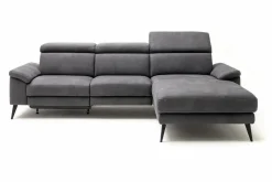 Comfort Republic Ecksofas|Ecksofa Anna-B Stoff Deluxe Steel 44 Grau Füße Metall Schwarz mit Verstellfunktionen