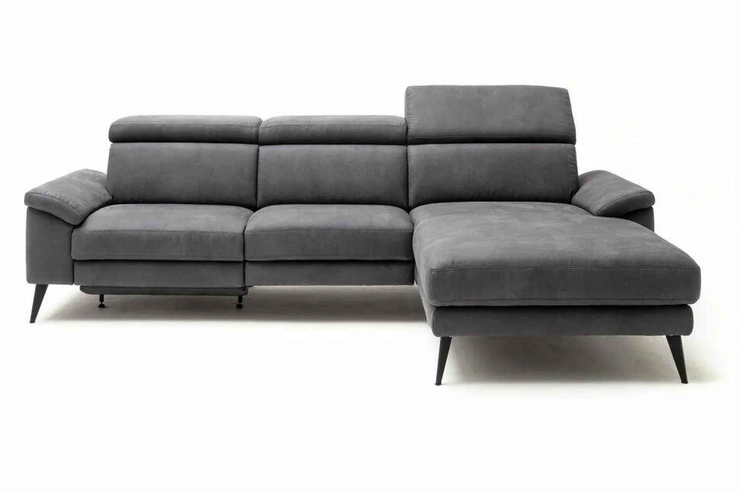 Comfort Republic Ecksofas|Ecksofa Anna-B Stoff Deluxe Steel 44 Grau Füße Metall Schwarz mit Verstellfunktionen