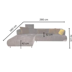 Brühl Ecksofas|Ecksofa Aoyama Stoff 4401 0205 Grau Gestell Metall Schwarz Pulverbeschichtet Inklusive Hocker Und 5 Kissen