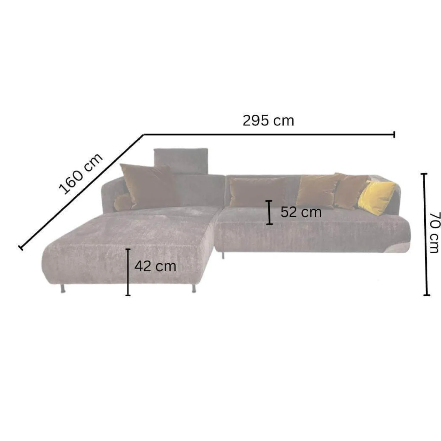 Brühl Ecksofas|Ecksofa Aoyama Stoff 4401 0205 Grau Gestell Metall Schwarz Pulverbeschichtet Inklusive Hocker Und 5 Kissen