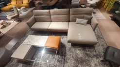 Ditre Italia Ecksofas|Ecksofa Arloth High Bezug Stoff Plaza 003 Beige Grau Gestell Leder Braun Orange Füße Schwarz Metall Inklusive Poufs Und Couchtische