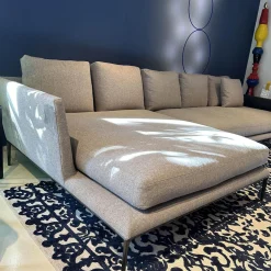 B&B Italia Ecksofas|Ecksofa Atoll Bezug Stoff Edit Steingrau Füße Verchromt Schwarz Lackiert Inklusive Sofakissen Rolle