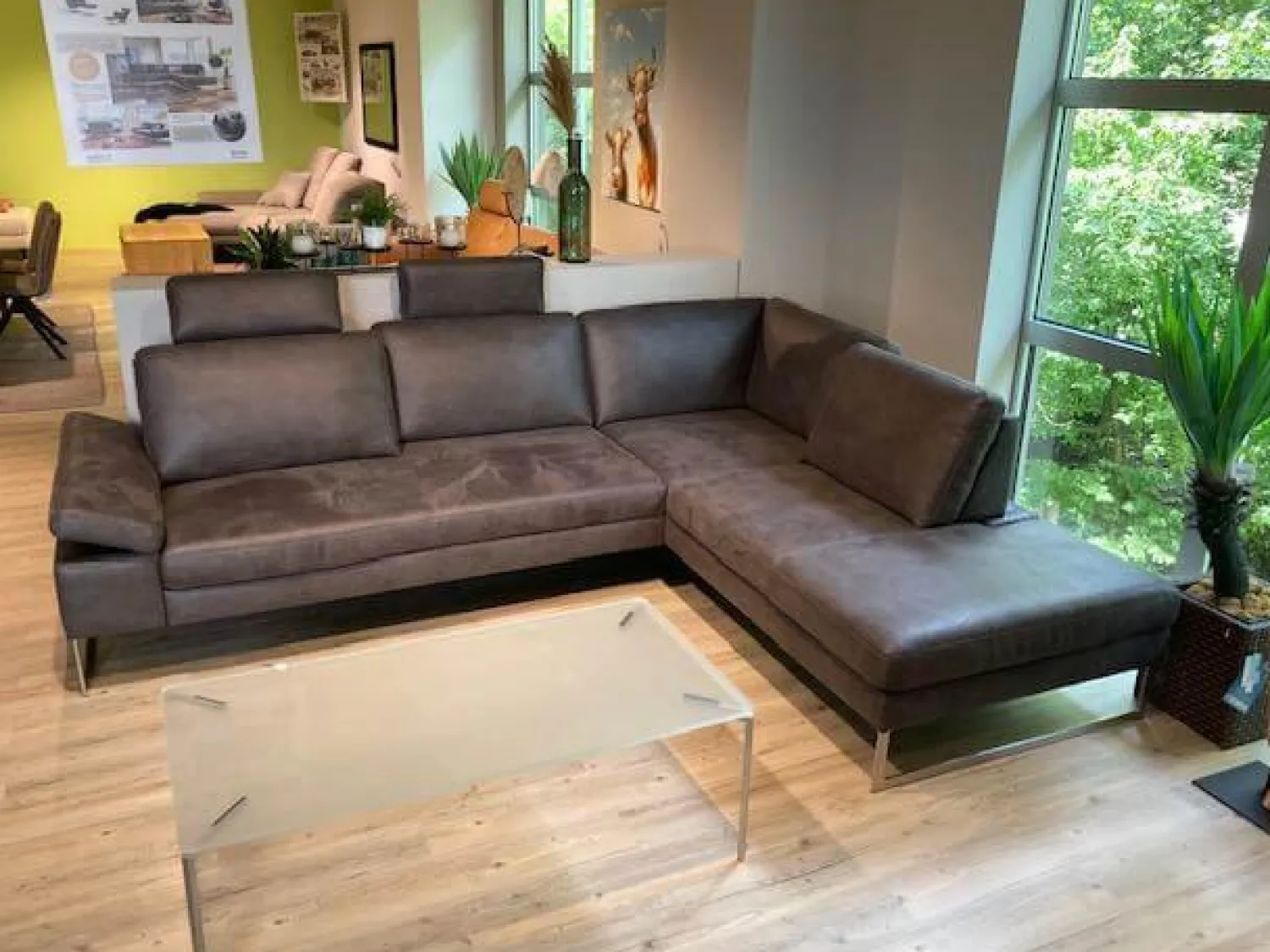 Activineo Ecksofas|Ecksofa Barolo Stoff Relax 66 Graphite Grau mit 2 Kopfstützen