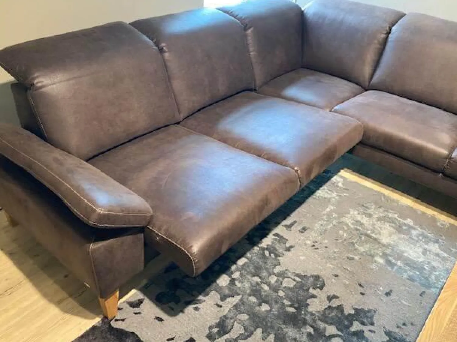 Activineo Ecksofas|Ecksofa Benson Stoff Relax 123 Espresso Braun Füße Braun Geölt