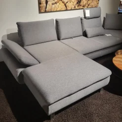 Activineo Ecksofas|Ecksofa Bergamo Stoff III Grau Winkelfuß Metall Inklusive Kopfstützen Und Sitztiefenverstellung