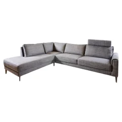 Puhlmann Ecksofas|Ecksofa Bern Stoff Sunnyboy CH3031 Grau 096 Füße Metall Diamond Schwarz Matt