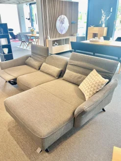 Contur Ecksofas|Ecksofa Bormio Stoff Udine Graphit Grau Gestell Schwarz Inklusive Lendenkissen