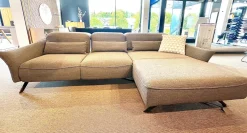 Contur Ecksofas|Ecksofa Bormio Stoff Udine Graphit Grau Gestell Schwarz Inklusive Lendenkissen