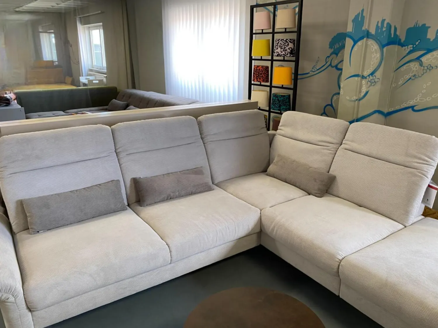 Sit & More Ecksofas|Ecksofa Breda Cord Stoff Rebbit Silver Silber Füße Schwarz Matt Inklusive Verstellungen Und Nierenkissen