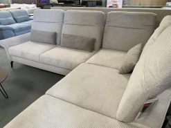 Sit & More Ecksofas|Ecksofa Breda Cord Stoff Rebbit Silver Silber Füße Schwarz Matt Inklusive Verstellungen Und Nierenkissen