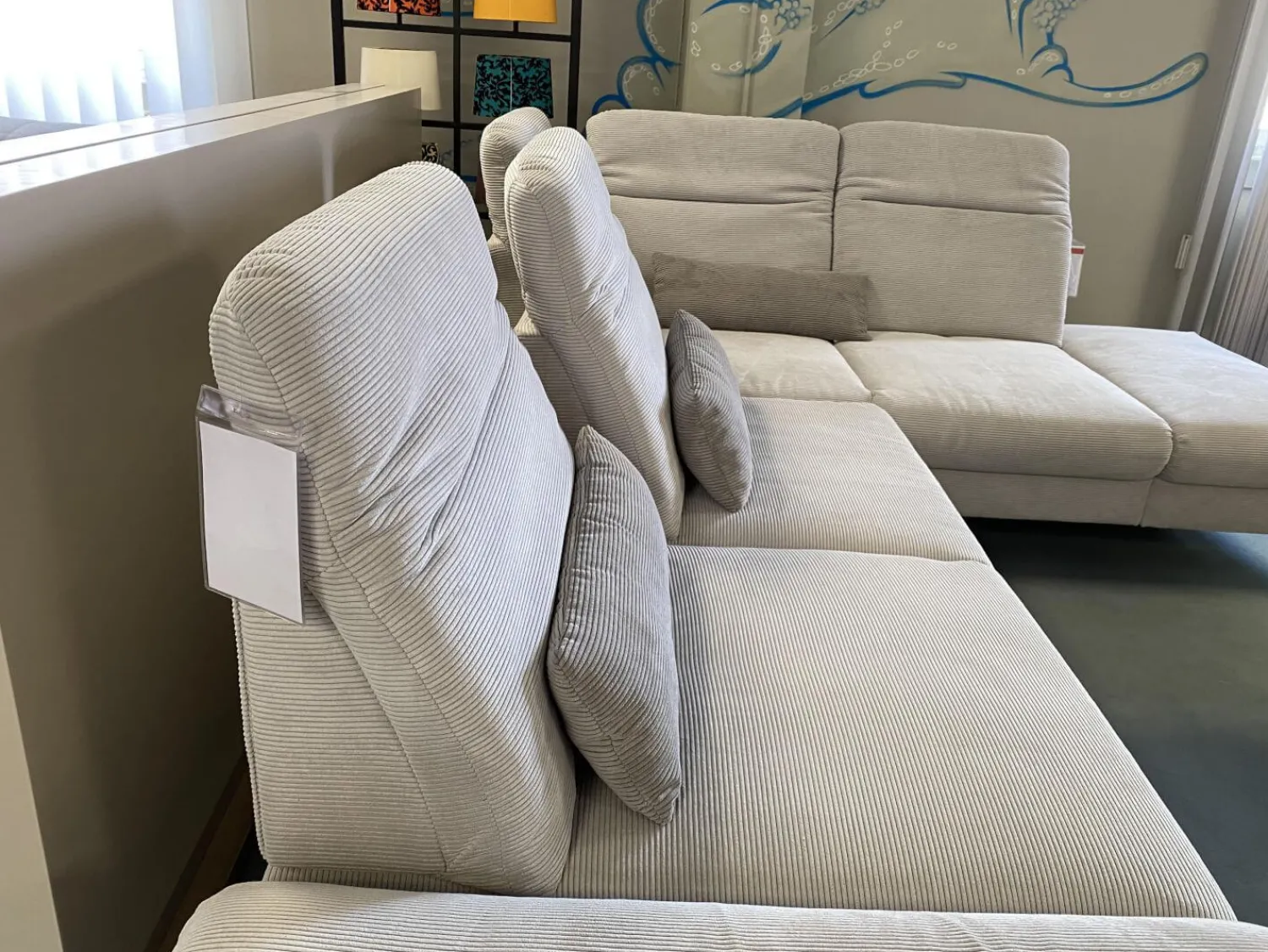 Sit & More Ecksofas|Ecksofa Breda Cord Stoff Rebbit Silver Silber Füße Schwarz Matt Inklusive Verstellungen Und Nierenkissen