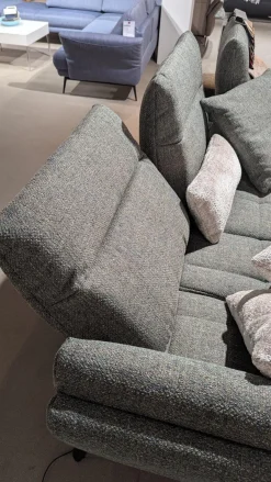 Poco Ecksofas|Ecksofa Brixton Stoff Jazz Khaki 757 Grau Fuß Schwarzmatt mit Fußstütze