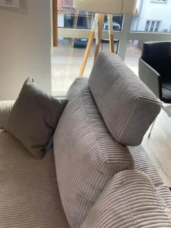 Activineo Ecksofas|Ecksofa Bronx Stoff Cord 196 Shell Grau Füße Massivholz Geölt