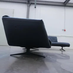 Walter Knoll Ecksofas|Ecksofa Bundle 630 Bezug Leder Ascot Black Metallgestell Schwarz