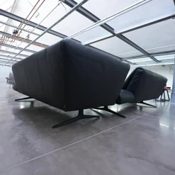 Walter Knoll Ecksofas|Ecksofa Bundle 630 Bezug Leder Ascot Black Metallgestell Schwarz