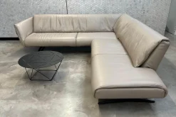 Walter Knoll Ecksofas|Ecksofa Bundle 630 Leder Rodeo Soft 1417 Pebble Grau Beige Gestell Schwarz Matt Pulverbeschichtet