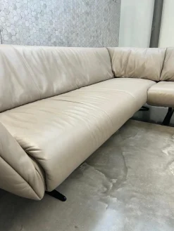 Walter Knoll Ecksofas|Ecksofa Bundle 630 Leder Rodeo Soft 1417 Pebble Grau Beige Gestell Schwarz Matt Pulverbeschichtet