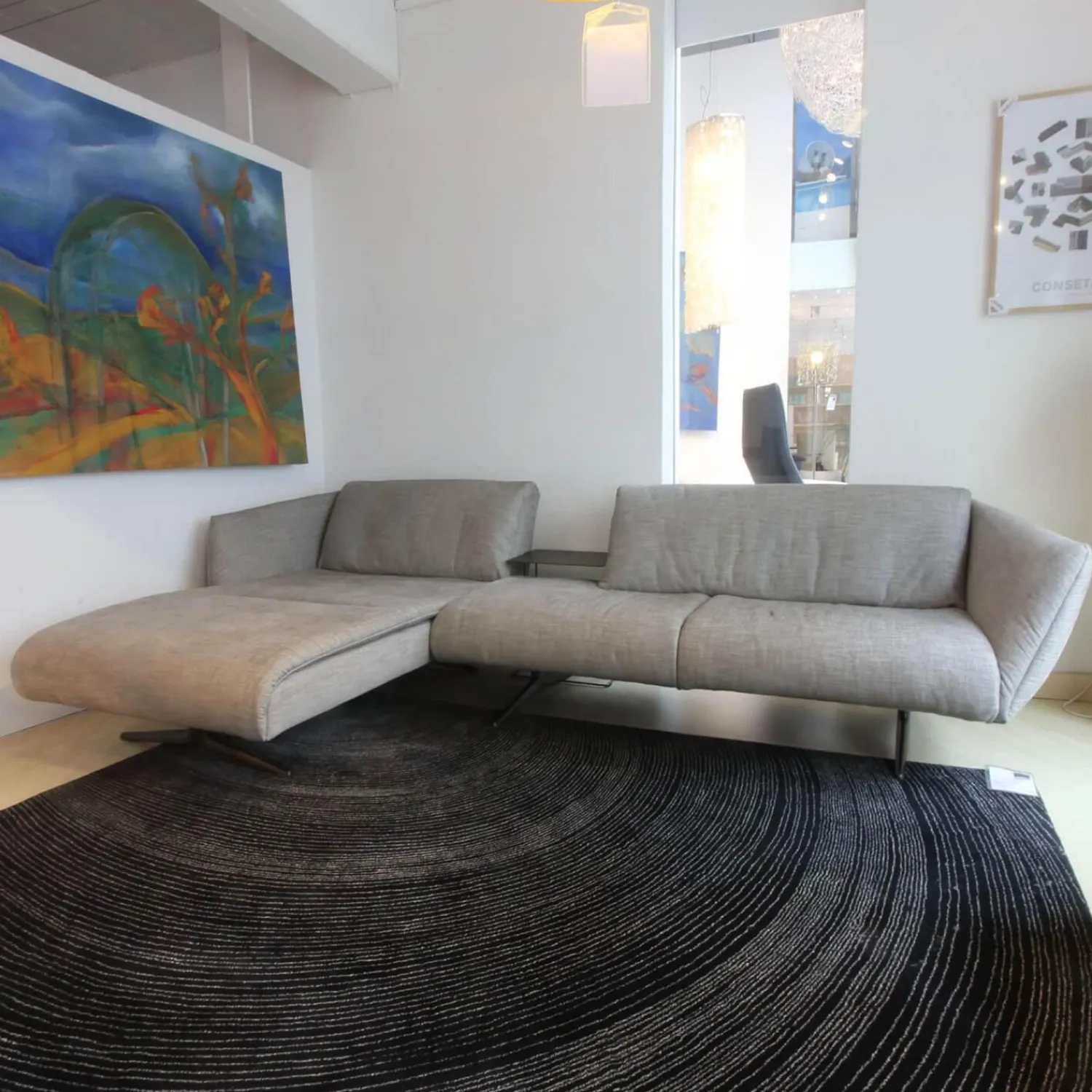 Walter Knoll Ecksofas|Ecksofa Bundle Bezug Stoff Sonora 7867 Bark Grau Füße Matt Bronze Mit Filzgleitern