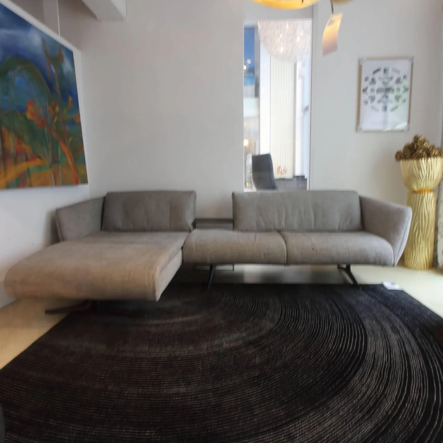 Walter Knoll Ecksofas|Ecksofa Bundle Bezug Stoff Sonora 7867 Bark Grau Füße Matt Bronze Mit Filzgleitern