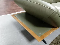 Koinor Ecksofas|Ecksofa Calmo 1 Leder B Bonito Canna Grün Massivholzrahmen Wildeiche Gestell Metallkufe Schwarz Pulverbeschichtet