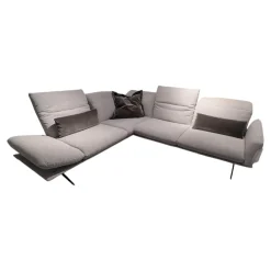 Koinor Ecksofas|Ecksofa Calmo Stoff 13 Cosmo 97 Grau Metallkufen Schwarz Matt Mit Fußteilverstellung Und Kopfteilverstellung Inklusive 3 Kissen
