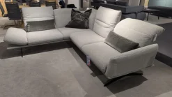 Koinor Ecksofas|Ecksofa Calmo Stoff 13 Cosmo 97 Grau Metallkufen Schwarz Matt Mit Fußteilverstellung Und Kopfteilverstellung Inklusive 3 Kissen