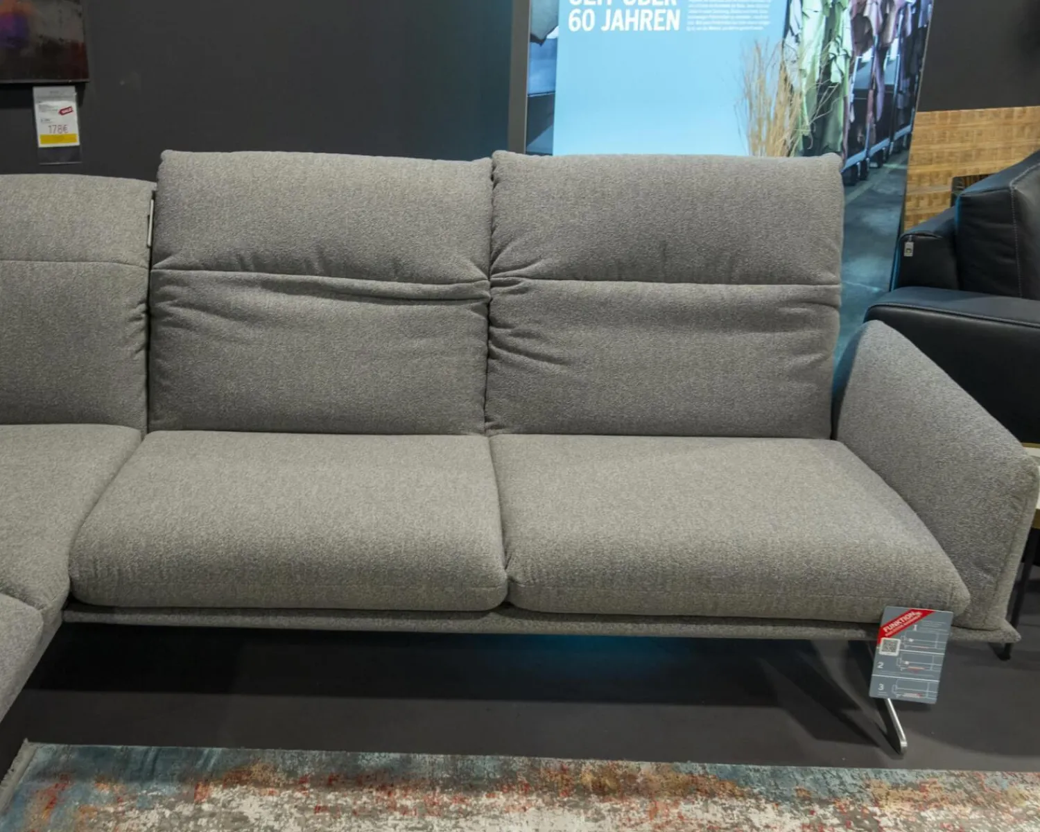 Koinor Ecksofas|Ecksofa Calmo Stoff 13 Educa 93 Sitz Polyschaum M-Kufe Nickel Satiniert