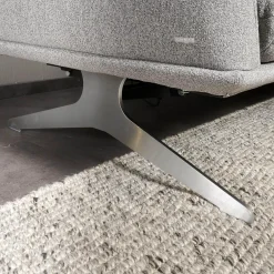 Koinor Ecksofas|Ecksofa Calmo Stoff Clever Clean 13-Educa 93 Grau Fuß Kufe Nr 1 Nickel Satiniert
