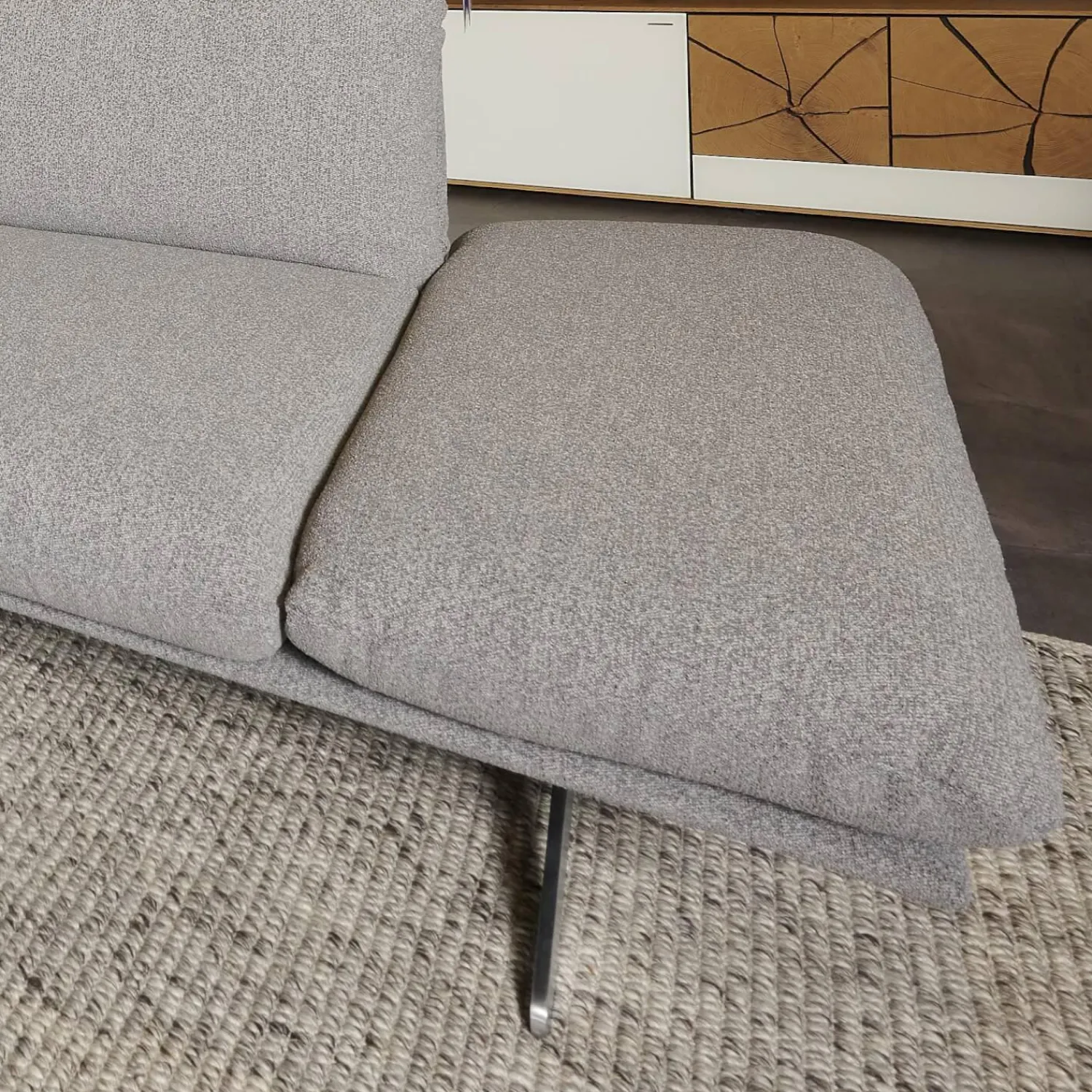 Koinor Ecksofas|Ecksofa Calmo Stoff Clever Clean 13-Educa 93 Grau Fuß Kufe Nr 1 Nickel Satiniert