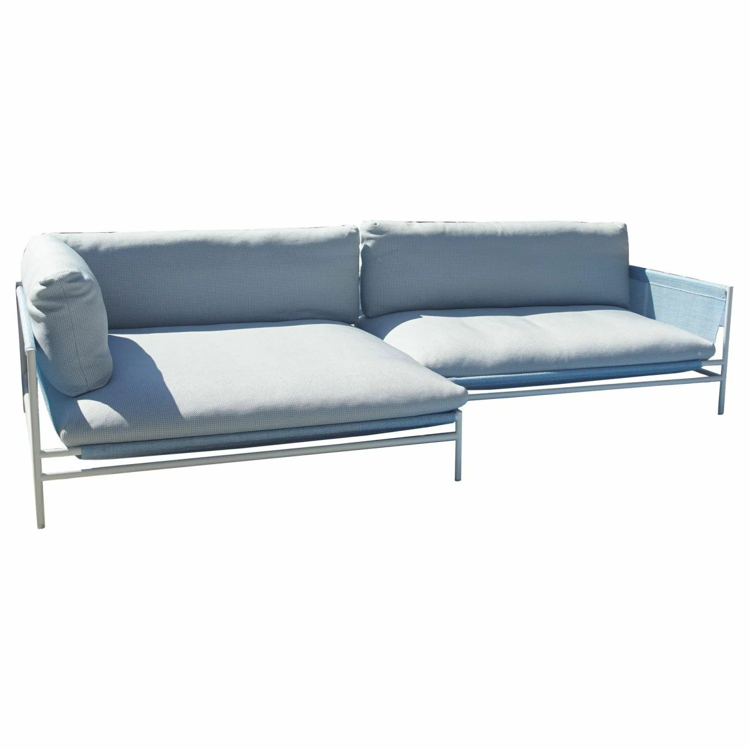 Paola Lenti Polstergruppen|Ecksofa Canvas Stoff Brio Malva Bianco Blau Gestell Rostfreier Stahl Inklusive Kissen