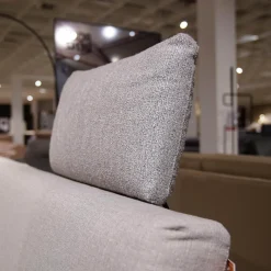 Rolf Benz Ecksofas|Ecksofa Cara Bezug Stoff 14.162 Steingrau Fuß Kufe Stahl Schwarz Ablage Eiche Furniert Mit Verstellbarem Rücken