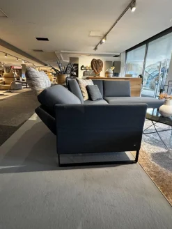 Rolf Benz Ecksofas|Ecksofa Cara Stoff 14 167 Azurblau Blau Grau Füße Schwarz Inklusive Kopfstützbügel Und Kissen