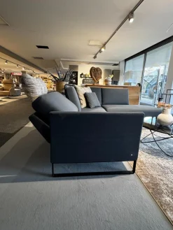 Rolf Benz Ecksofas|Ecksofa Cara Stoff 14 167 Azurblau Blau Grau Füße Schwarz Inklusive Kopfstützbügel Und Kissen