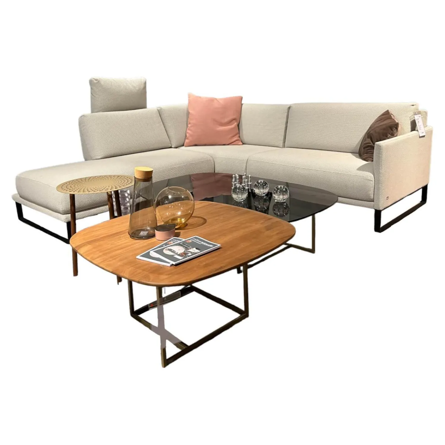 Rolf Benz Ecksofas|Ecksofa Cara Stoff 22.309 Achalgrau Gestell Kufe In Stahl Schwarz Mit Niedrigem Rückenkissen