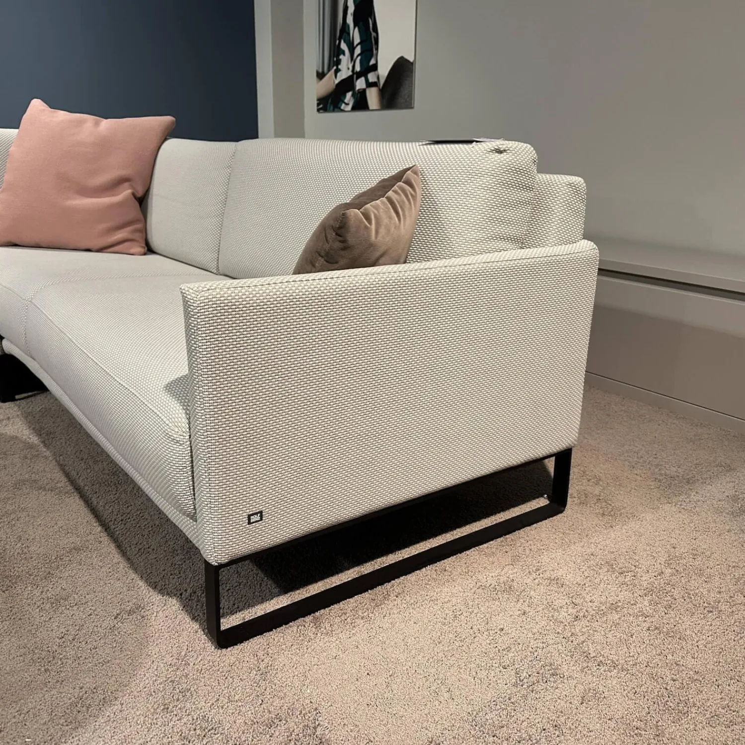 Rolf Benz Ecksofas|Ecksofa Cara Stoff 22.309 Achalgrau Gestell Kufe In Stahl Schwarz Mit Niedrigem Rückenkissen