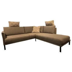 Rolf Benz Ecksofas|Ecksofa Cara Stoff 14.164 Mittel Eisengrau Stoff 22.202 Hell Staubgrau Füße Schwarz