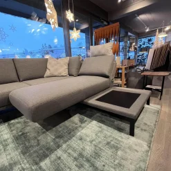 Rolf Benz Ecksofas|Ecksofa Cara Stoff 14.164 Mittel Eisengrau Stoff 22.202 Hell Staubgrau Füße Schwarz