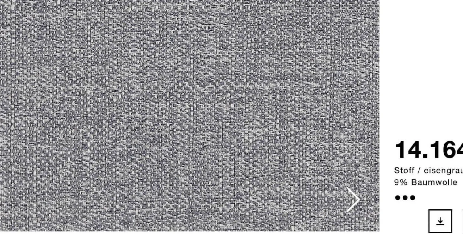 Rolf Benz Ecksofas|Ecksofa Cara Stoff 14.164 Mittel Eisengrau Stoff 22.202 Hell Staubgrau Füße Schwarz