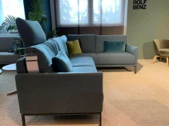 Rolf Benz Ecksofas|Ecksofa Cara Stoff 20.253 Ozeanblau Füße Umbragrau mit Kissen