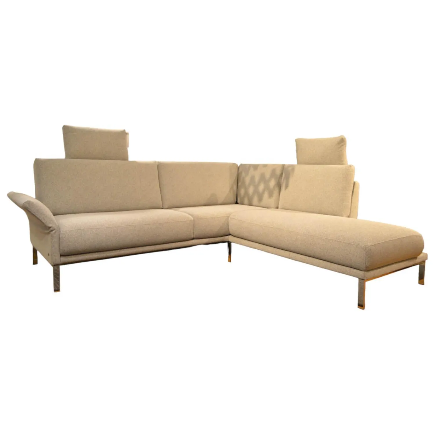 Rolf Benz Ecksofas|Ecksofa Cara Stoff Weißgrau 26.202 mit Holz-Ablage Schwenkbar